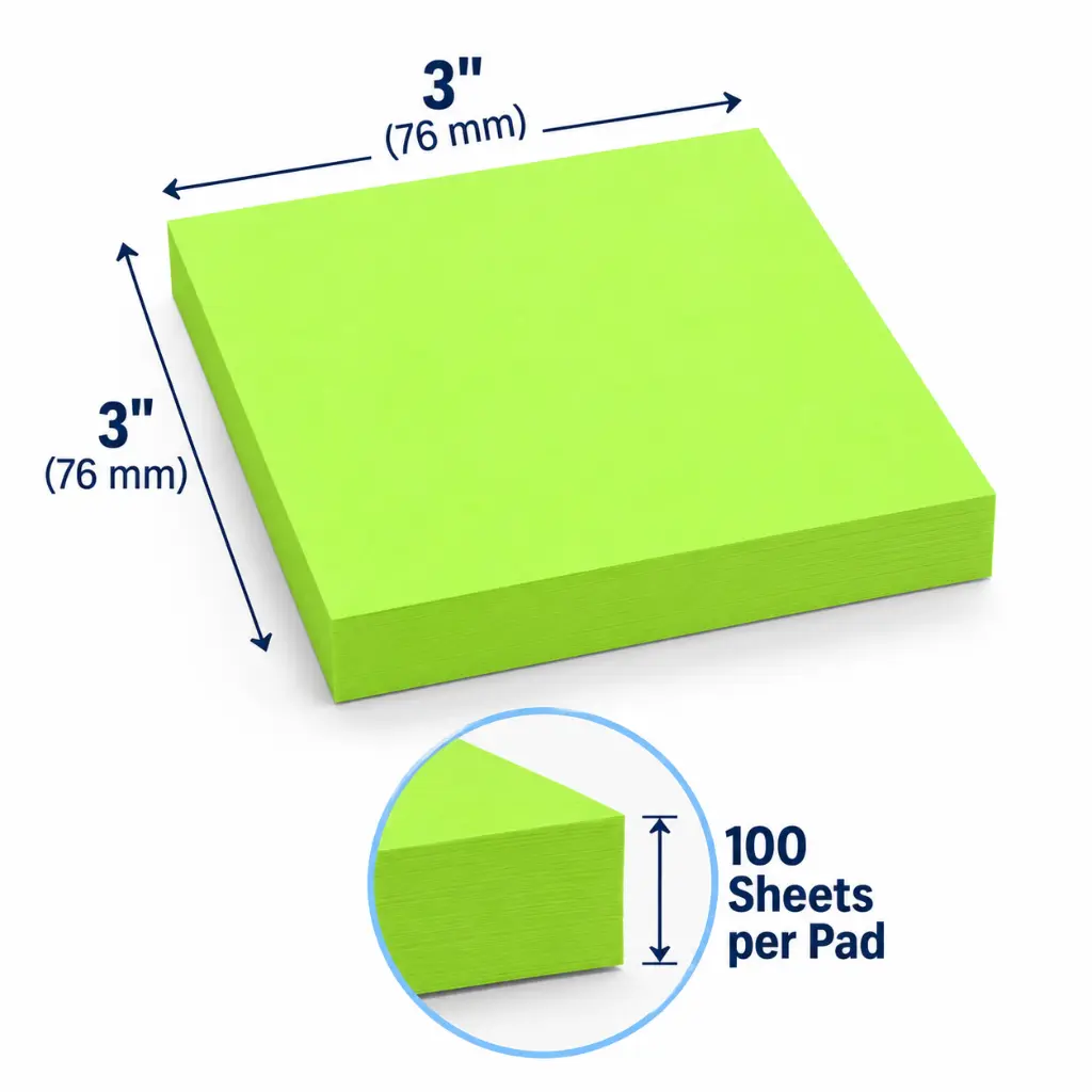 Lime Sticky Note Pad Dimensions.webp
