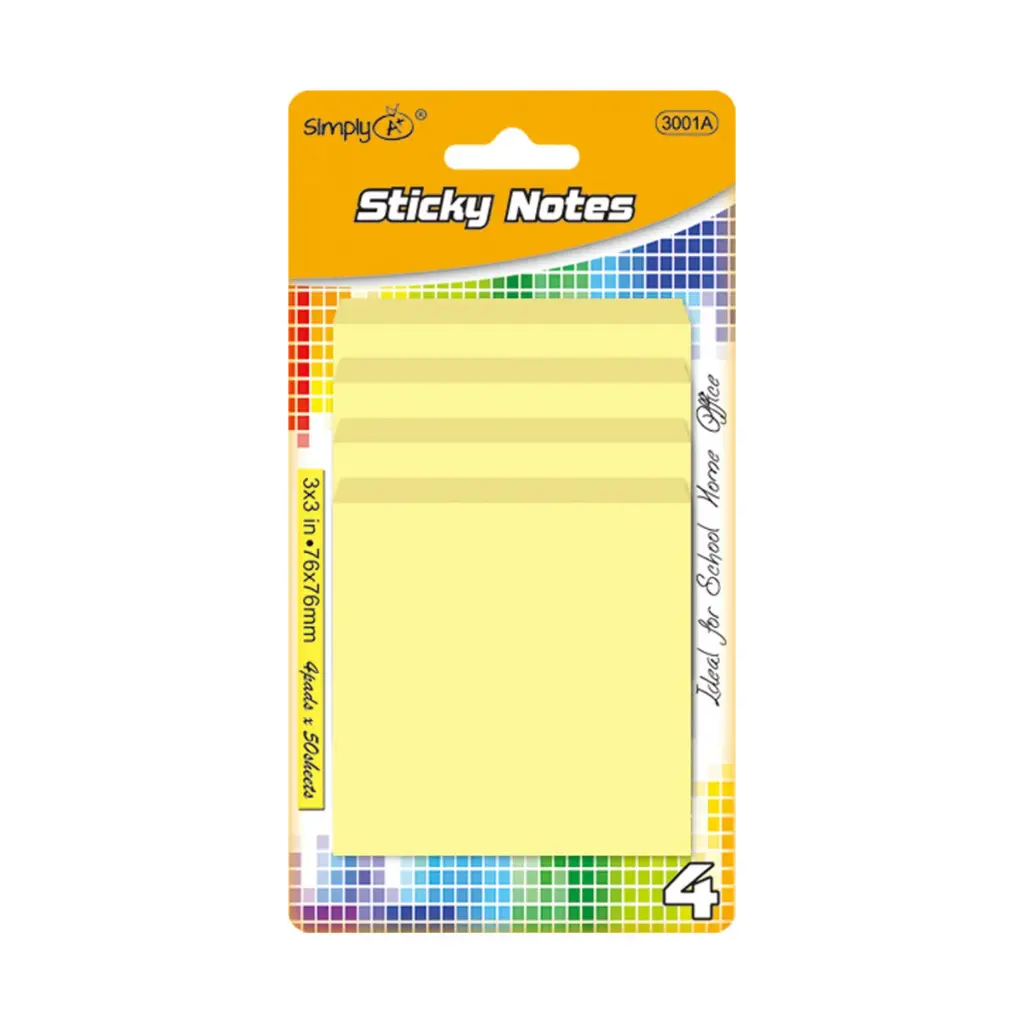 [807326] Yellow Sticky Notes 3x3 Inches 4 Pack