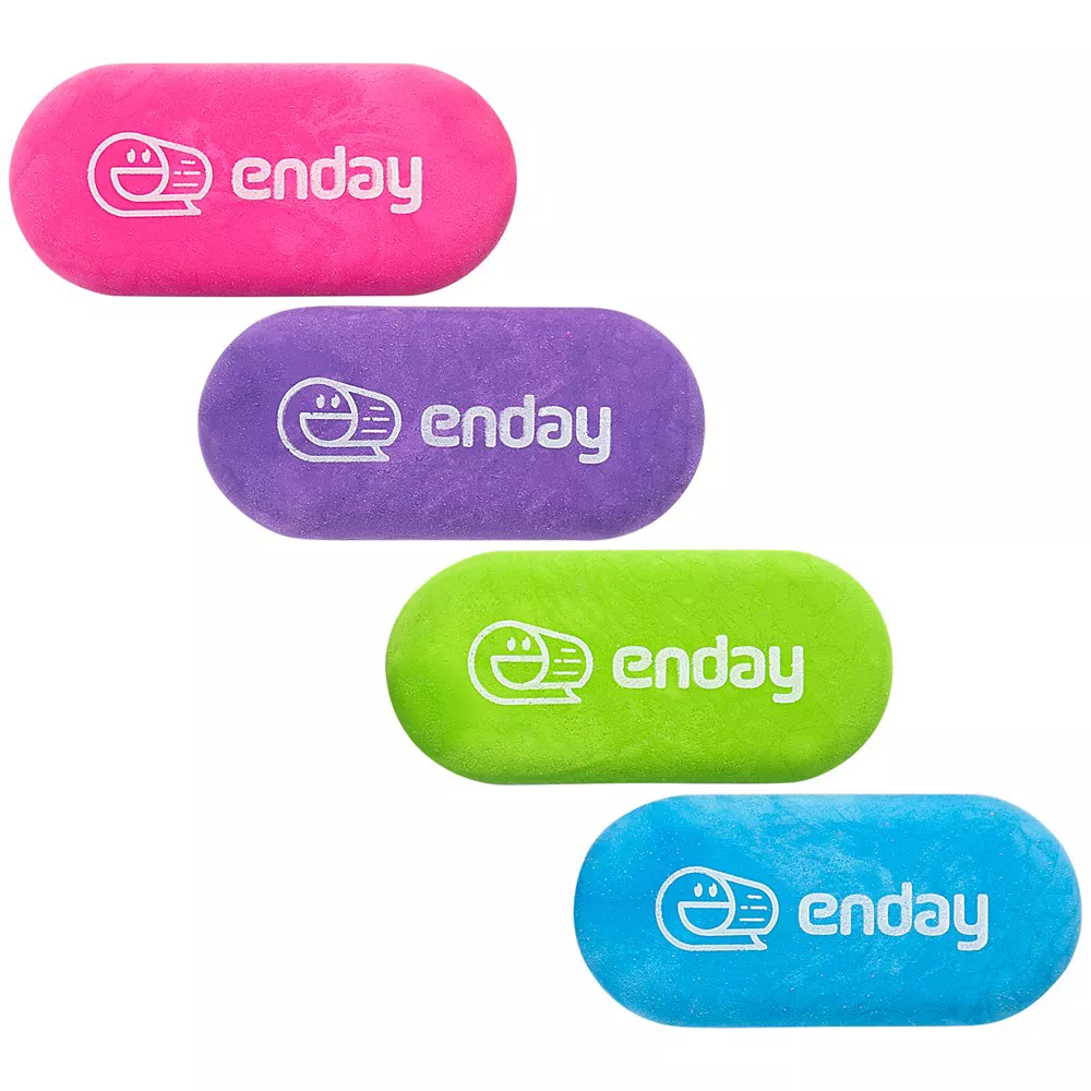 Enday Oval Pencil Erasers Rubber Eraser School Office Supplies Multicolor 4 Count