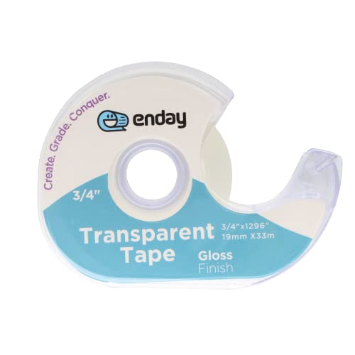 Enday Tape Dispenser, Clear Glossy Finish Transparent Tape