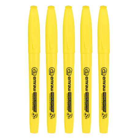 [807325] Enday Yellow Pen Style Fluorescent Highlighter With Pocket Clip