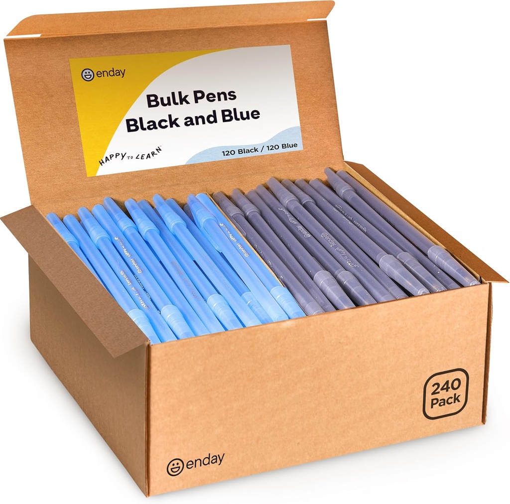Ballpoint Pens Bulk (400 Pack) 200 Black & 200 Blue - Medium