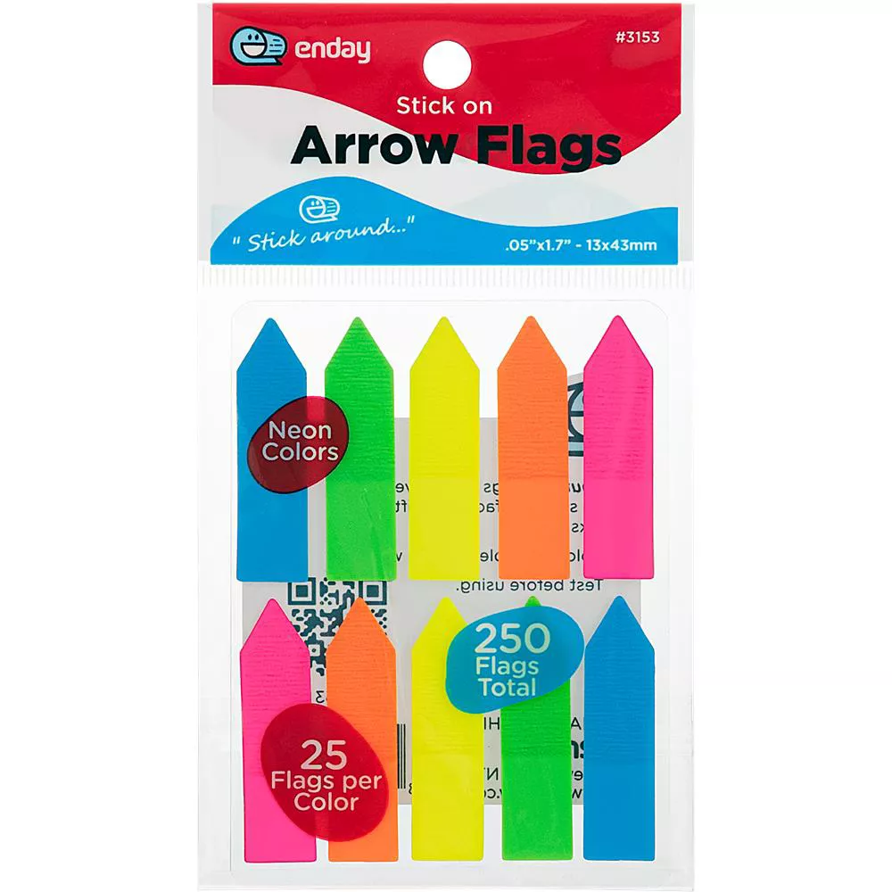 [807316] Emraw 500 Sheets Colorful Sticky Arrow Flags Page Markers Index Tabs 0.5  X 1.7  Neon