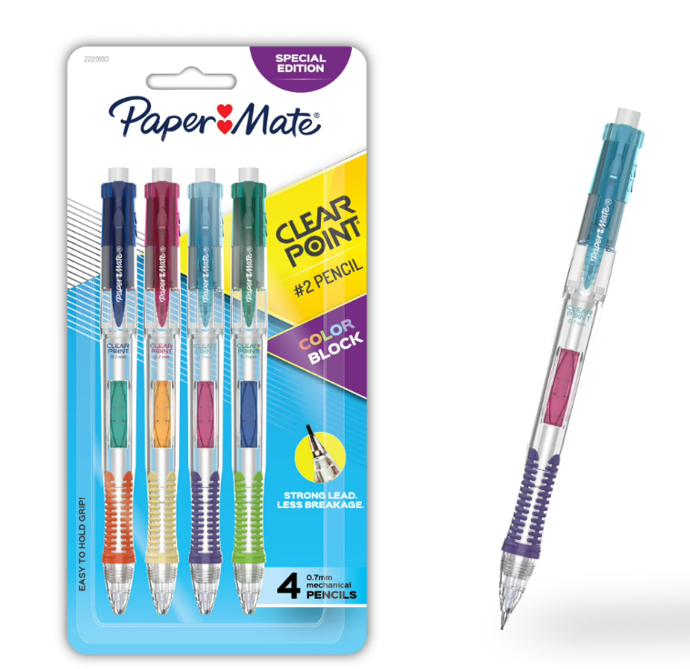 Paper Mate Clearpoint Mechanical Pencil  Color Block Special Edition  HB #2 Lead (0.7mm)  4 Count