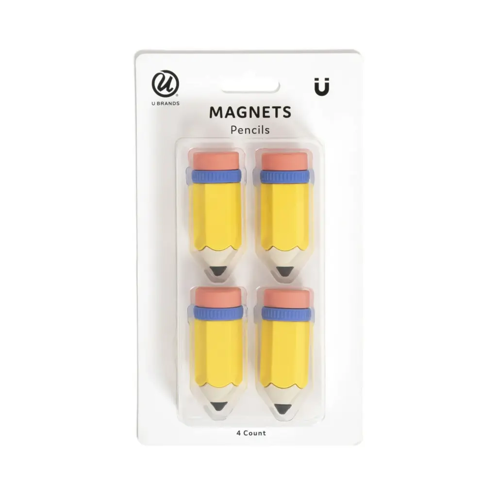 [807334] U Brands Pencil Locker Magnets  4 Count  Multi-color