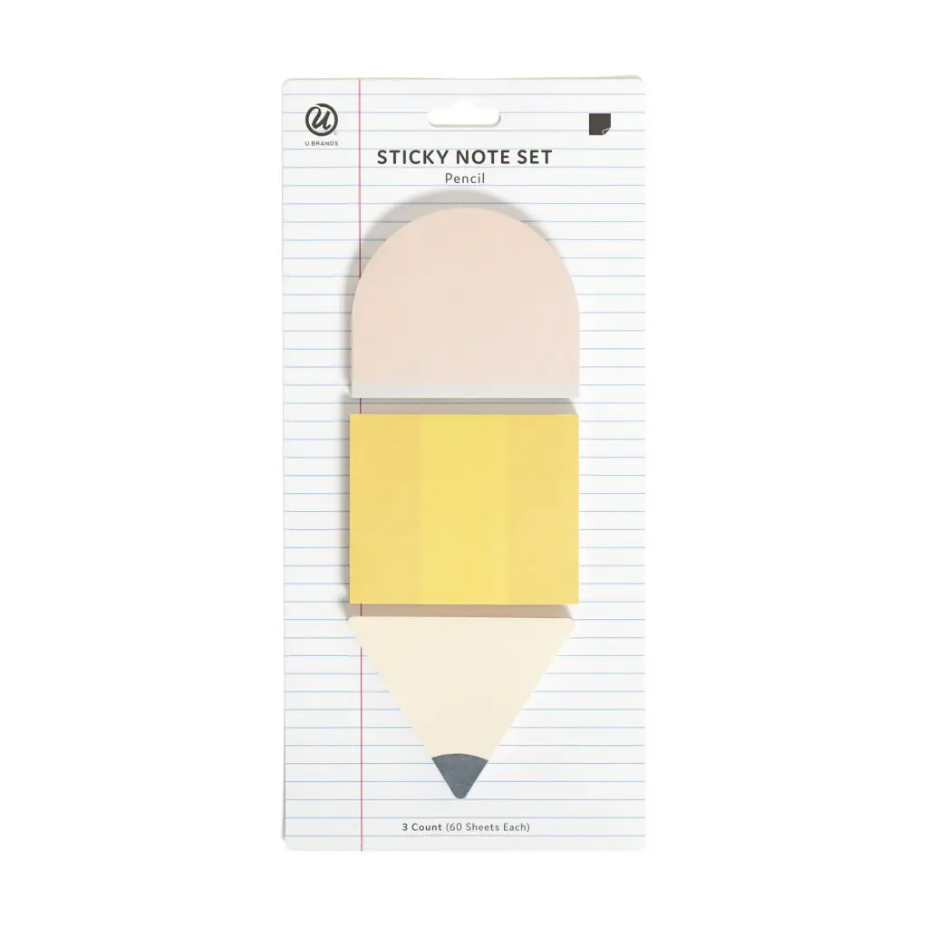 U Brands Sticky Notes  Set of 3  60 Sheets Each  Pencil