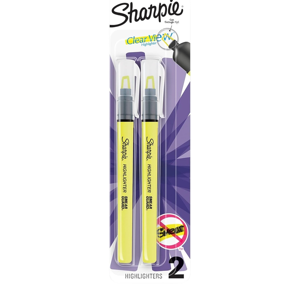 Sharpie Clear View Highlighter with See-Through Chisel Tip  Yellow  2 Count