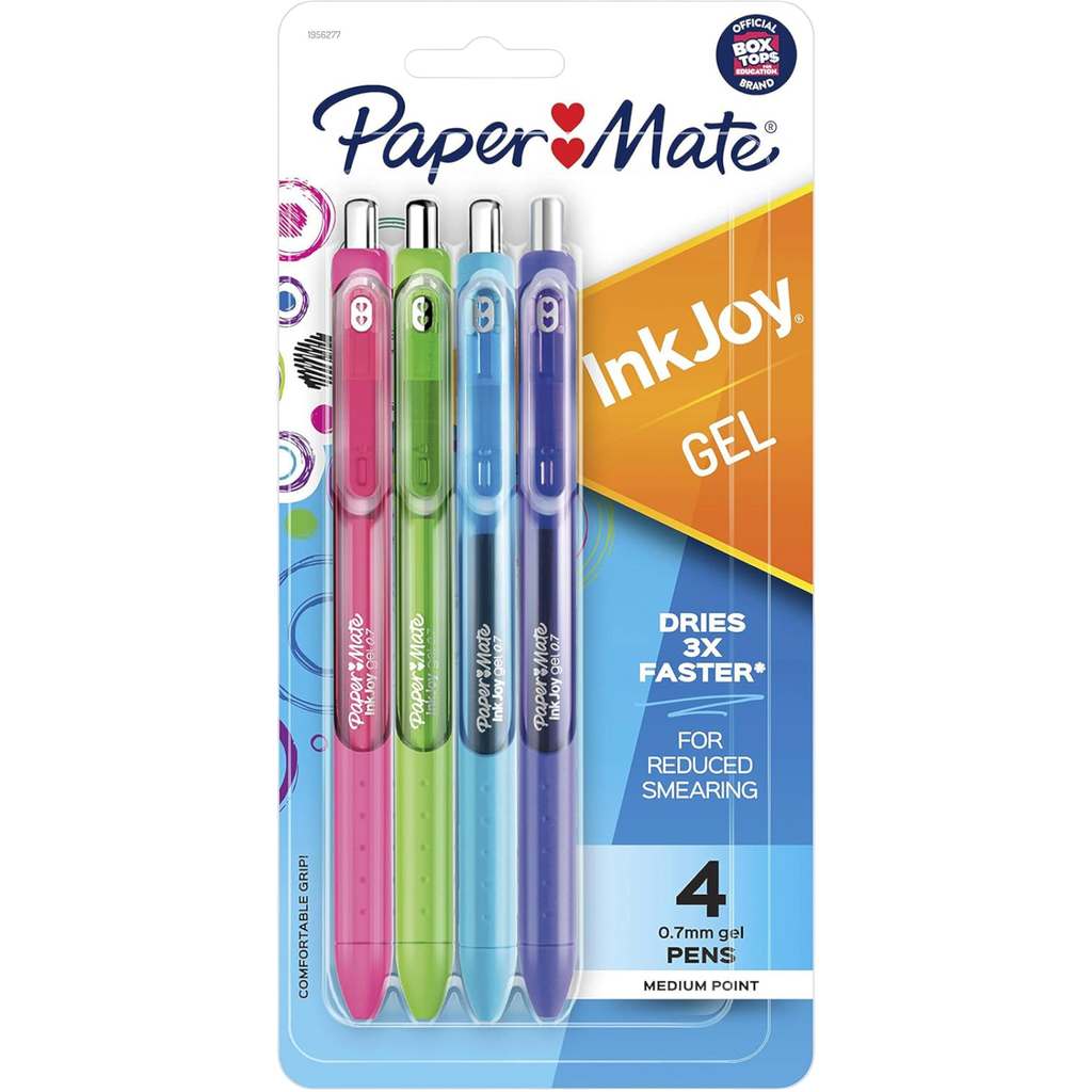 Paper Mate InkJoy Gel Pens  Medium Point 0.7mm  Assorted  4 Count