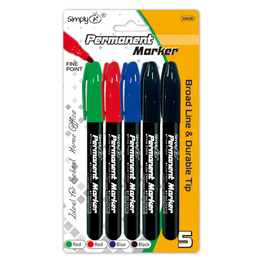 Permanent Markers 5 Color Count
