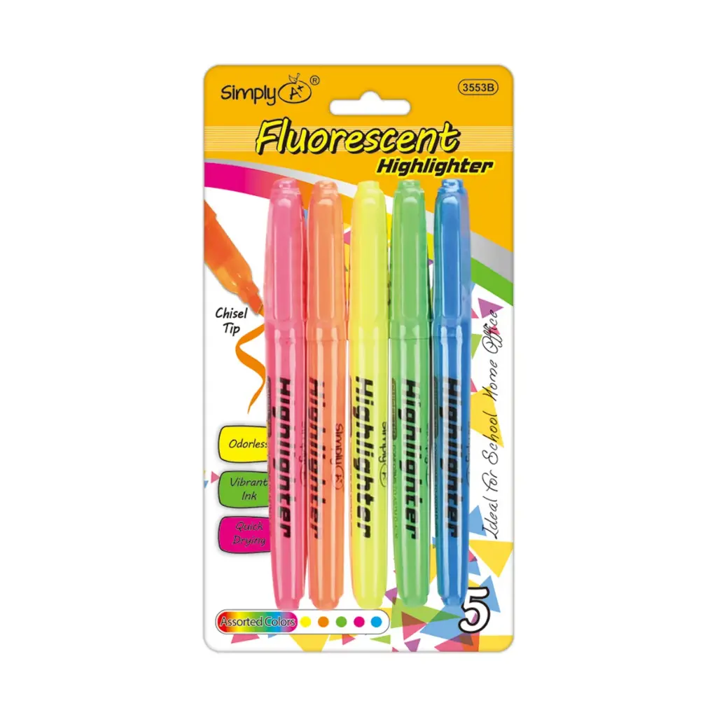 [807370] Fluorescent Highlighters 5 Count