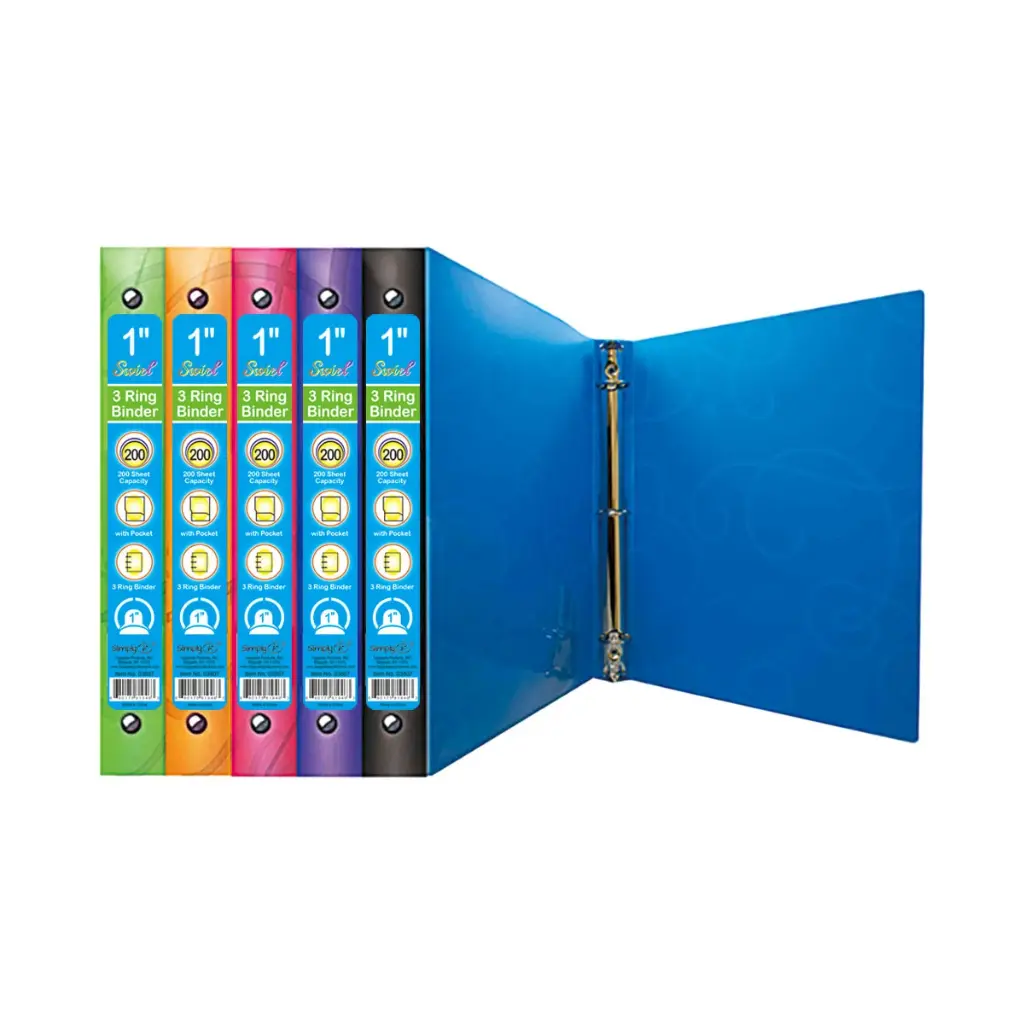 [807600] 1" Swirl Poly 3-Ring Binder with Pocket (Blue)