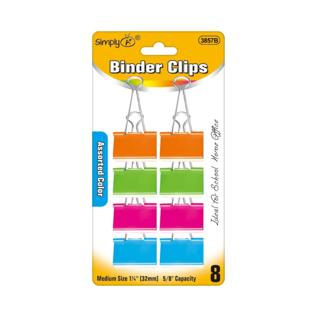 [807596] Binder Clips Asst Med Colors
