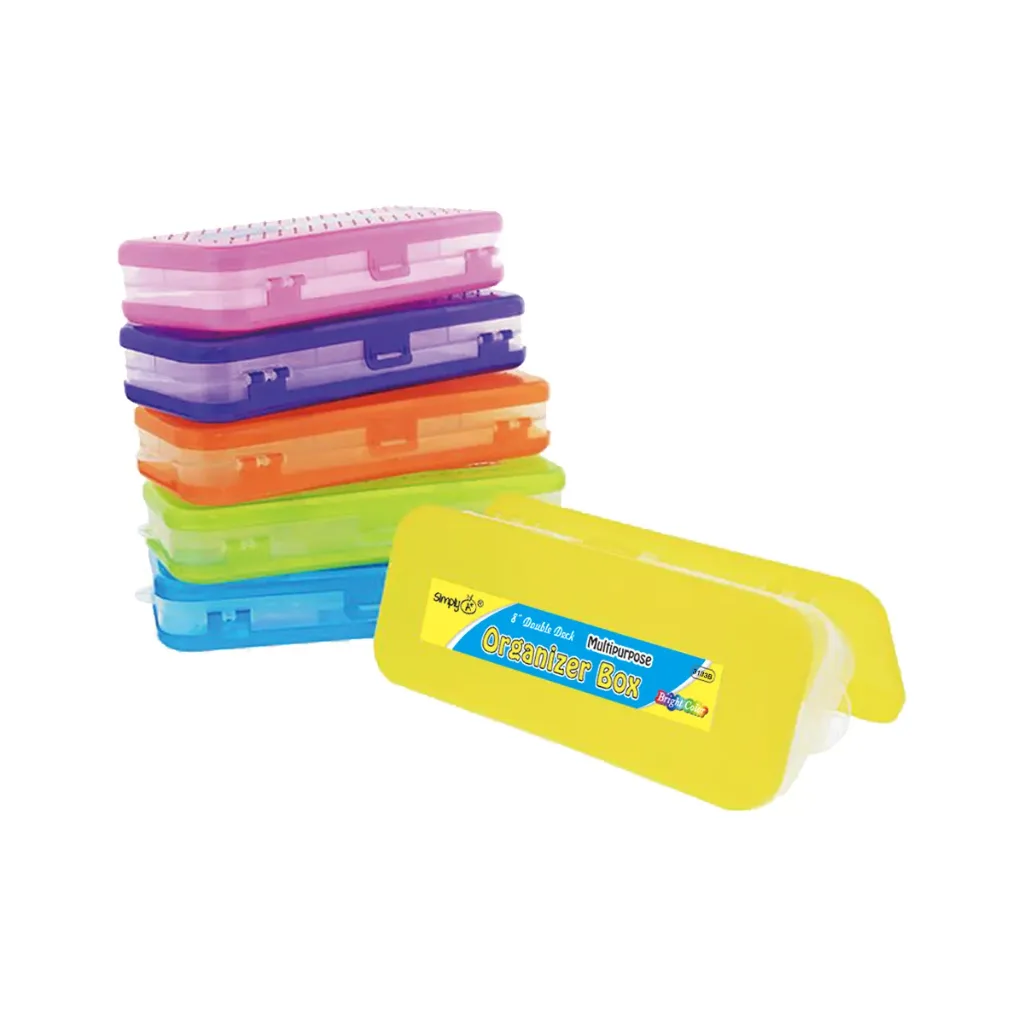 Pencil Case Double Deck Organizer Box - Assorted Colors