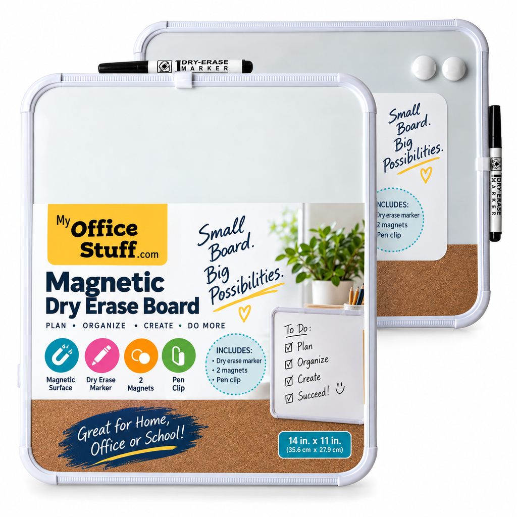 Dry Erase/Cork Combo Board 11x14 with Marker & Magnets