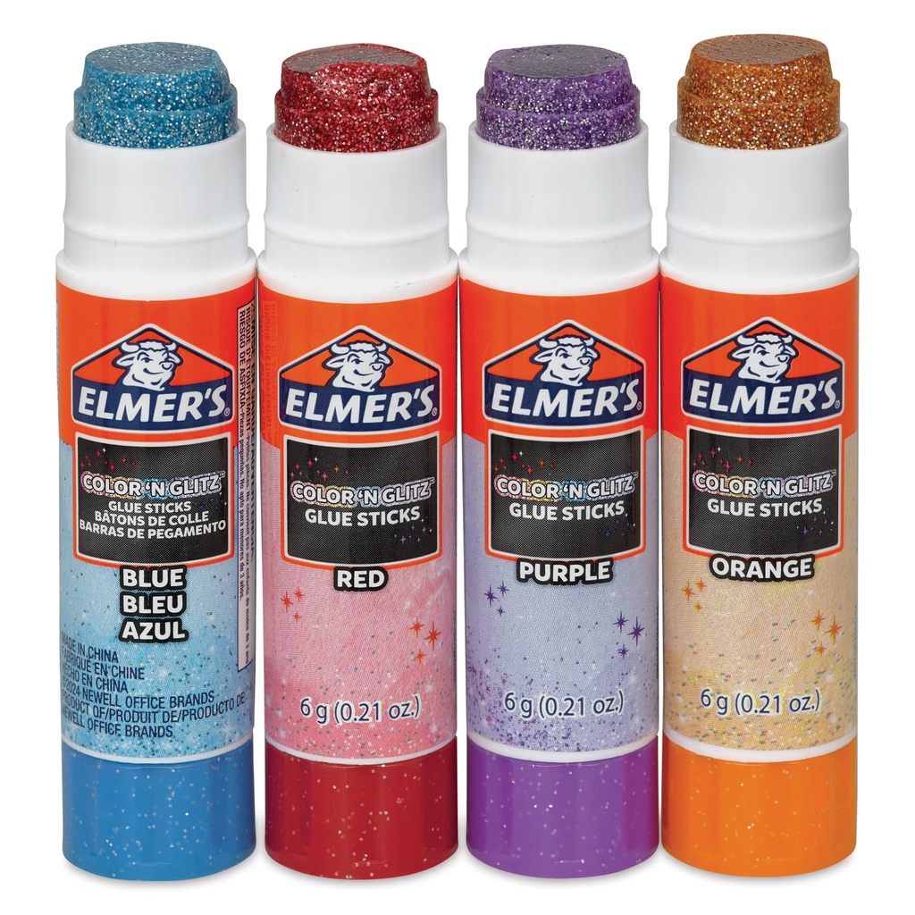 [807830] Elmer's Color 'N Glitz Glue Sticks, 0.21gm, Pack of 4 Glue Sticks