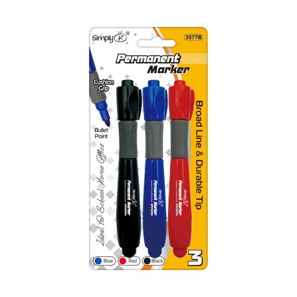 [807836] Cushion Grip Permanent Markers 3 Pack