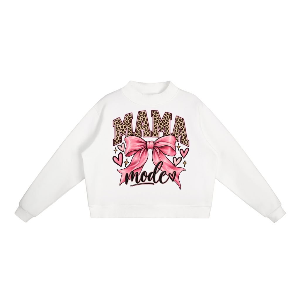 Moma Mode Essential Fleece Mock-Neck Crew Sweatshirt - White, M