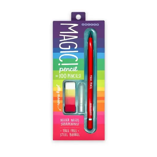 SNIFTY Magic Pencil - Compressed Graphite Tip Equals 100 Pencils - White Barrel + Matching Chunky Eraser