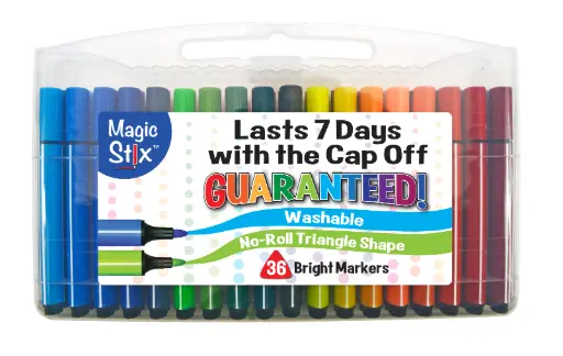 The Pencil Grip Magic Tri Stix  Non-Toxic and Washable Markers  36 Assorted Markers  TPG-399