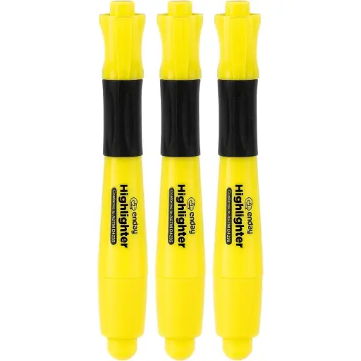 Yellow Desk Style Fluorescent Highlighters with Cushion Grip