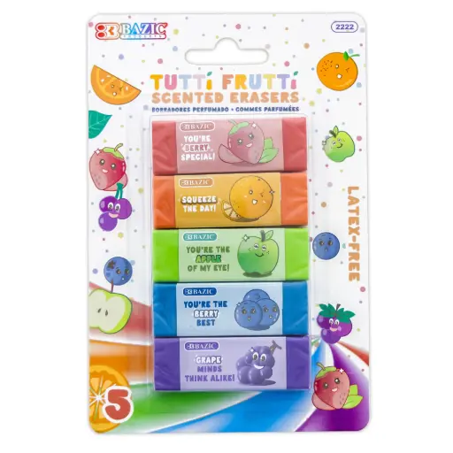 Scented Erasers, Latex Free, Assorted Fruity Scents