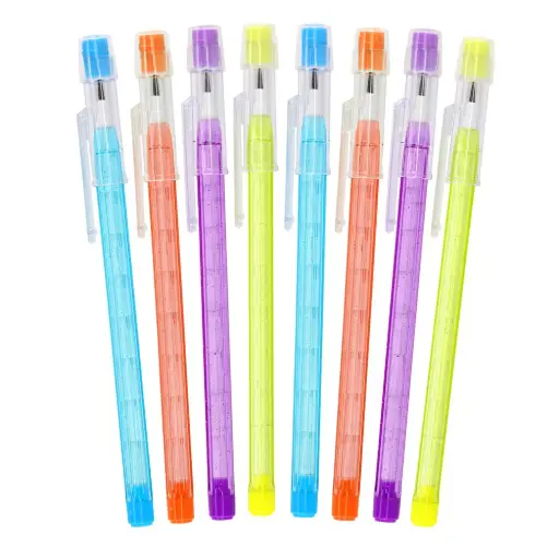[807317] Enday Stackable Pencils for Kids Cool Pencil with Matching Erasers Multicolor Pack of 8